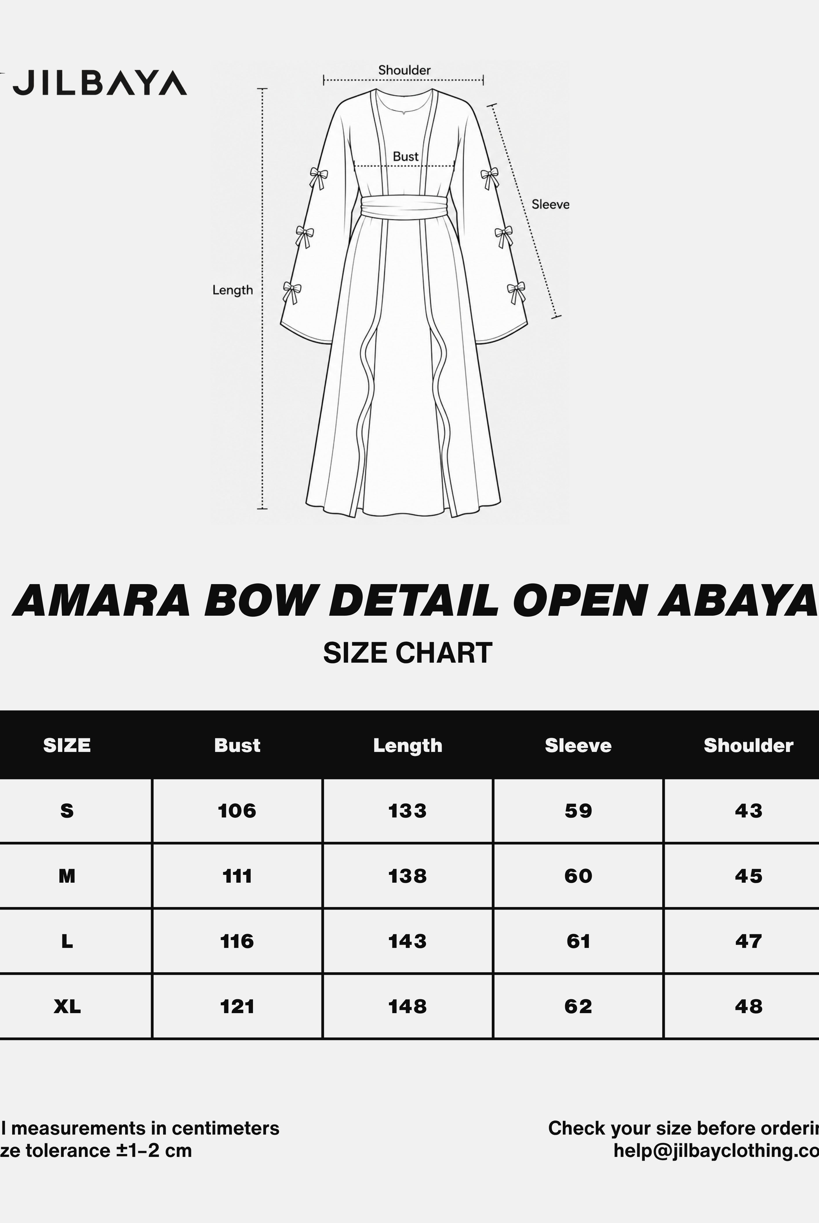 Amara Bow Detail Open Abaya JILBAYA