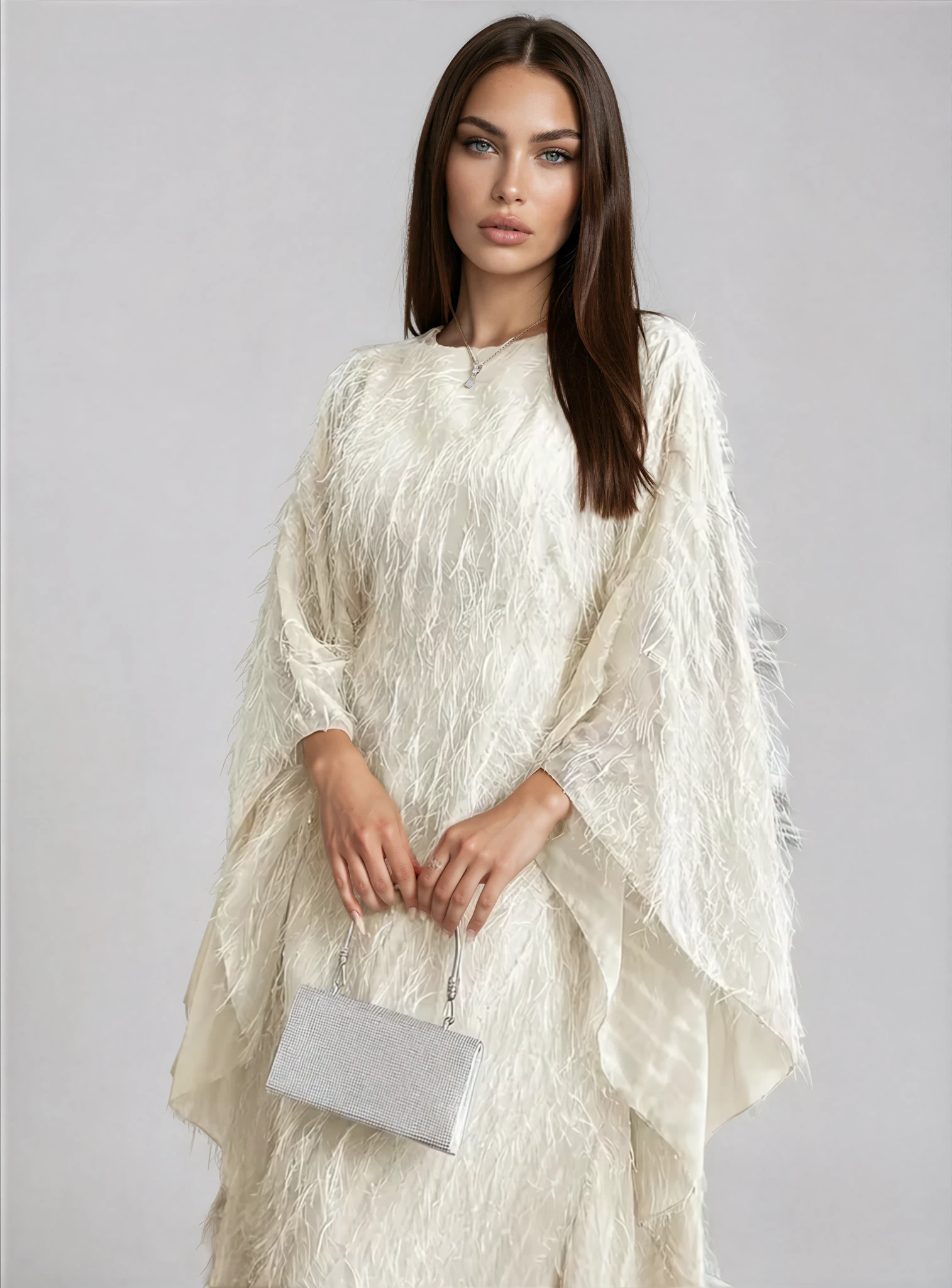Feathered Texture Kaftan JILBAYA