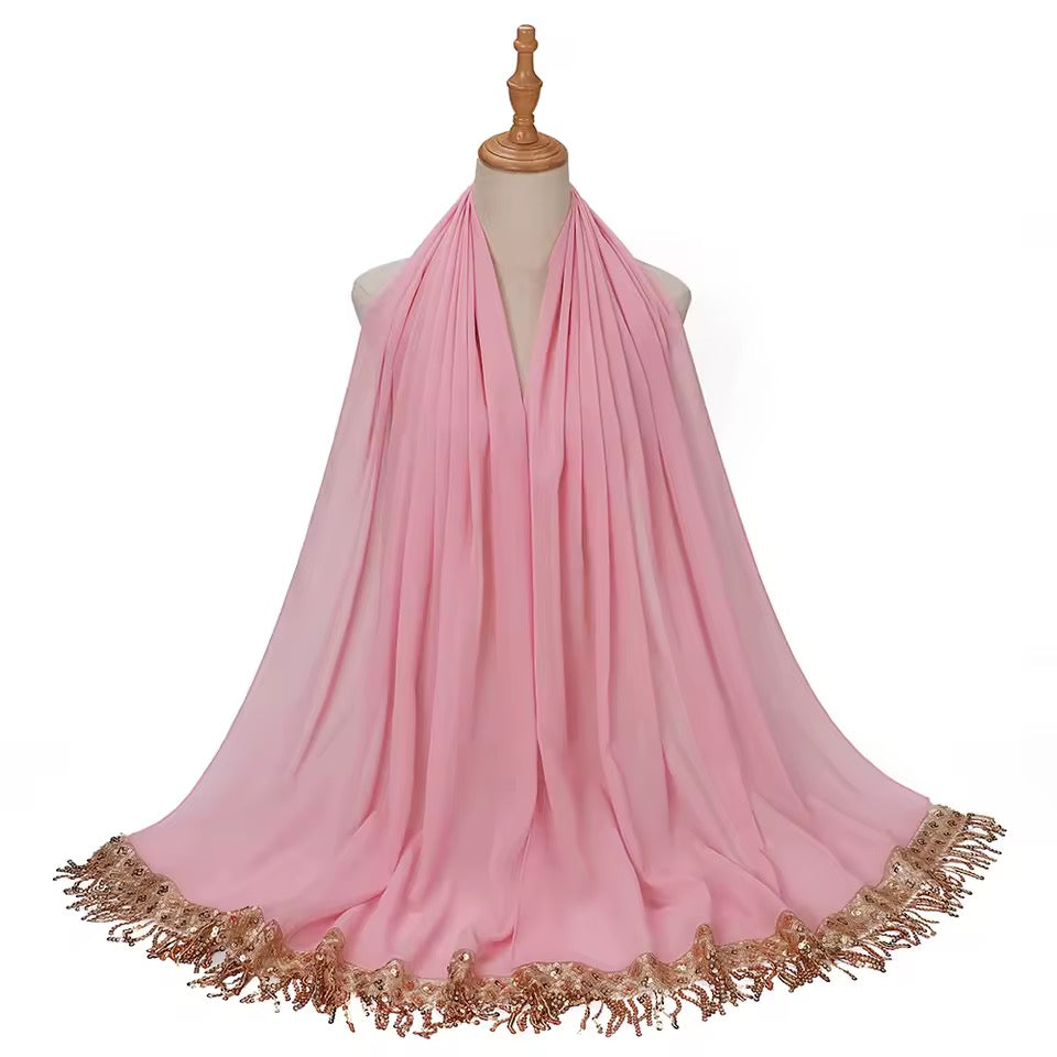 Sequin Tassel Chiffon Hijab JILBAYA