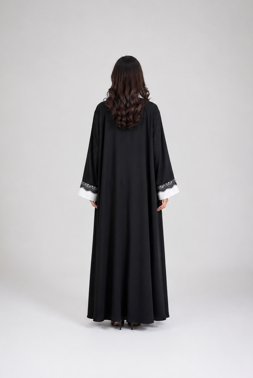 Maria Lace Trim Open Abaya JILBAYA