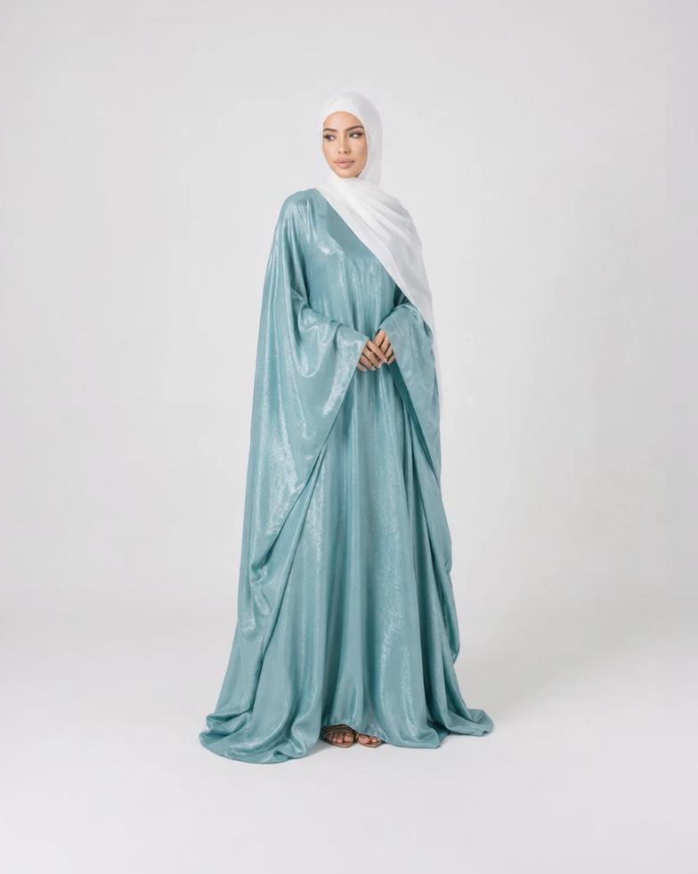 Shiny Modest Kaftan Dress with Tie Belt JILBAYA