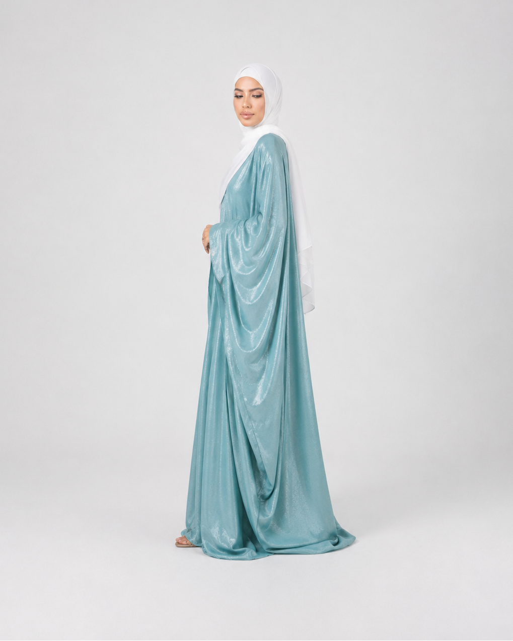 Shiny Modest Kaftan Dress with Tie Belt JILBAYA