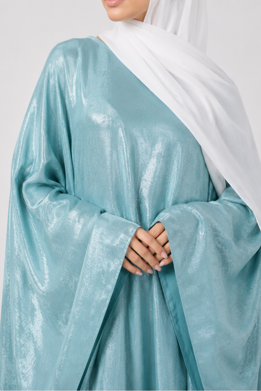 Shiny Modest Kaftan Dress with Tie Belt JILBAYA