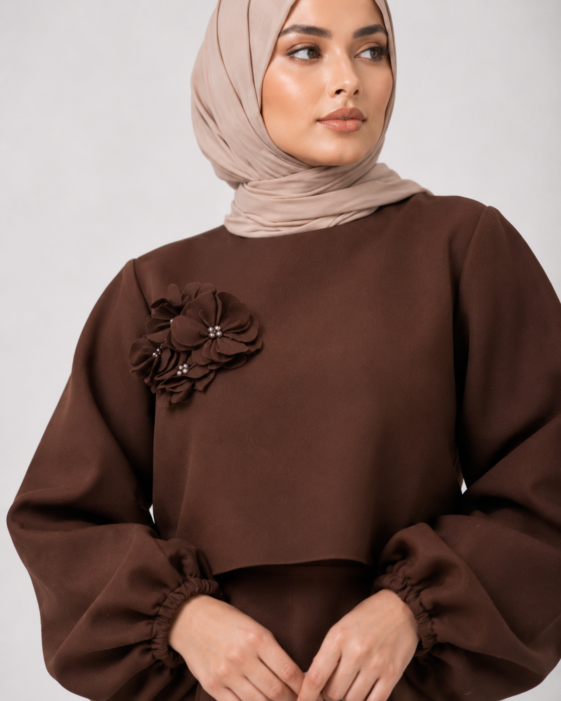 Elegant Lantern Sleeve Top & Skirt Set JILBAYA