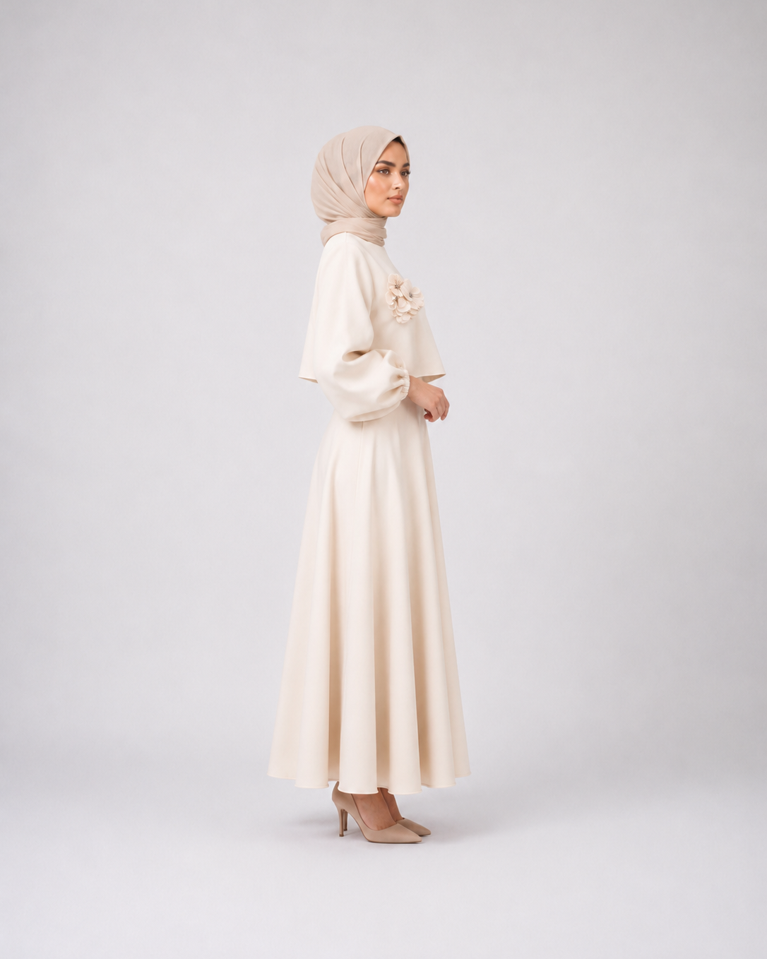 Elegant Lantern Sleeve Top & Skirt Set JILBAYA