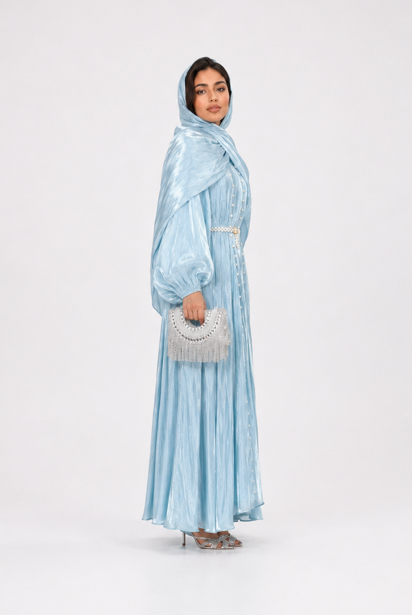 Amira Pearl Draped Abaya Set with Hijab JILBAYA