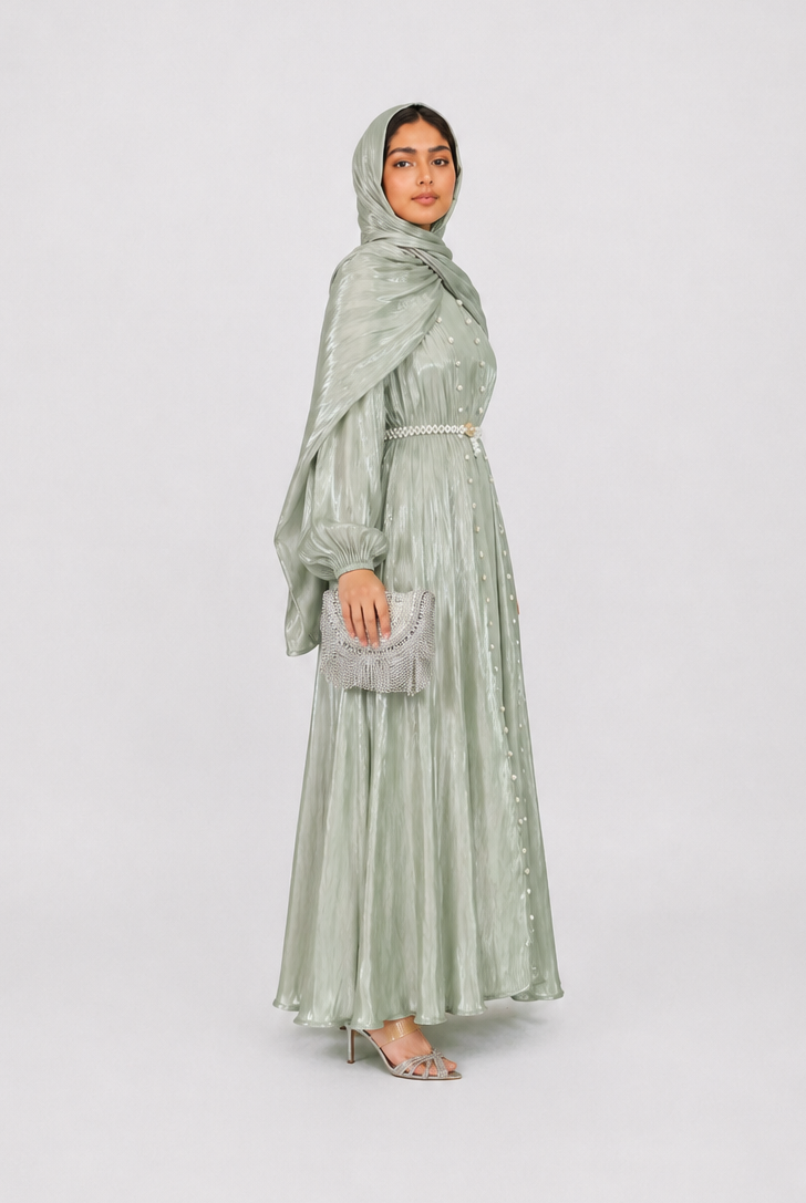 Amira Pearl Draped Abaya Set with Hijab JILBAYA