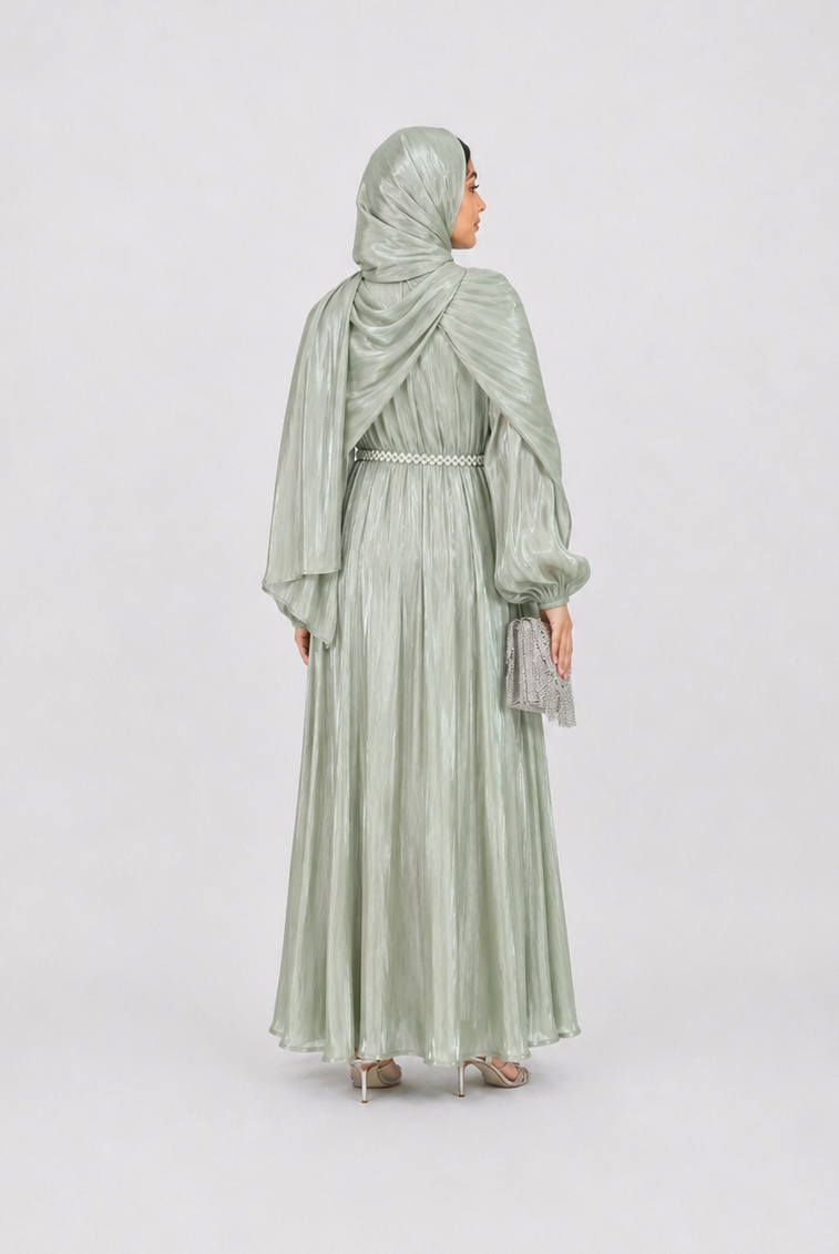 Amira Pearl Draped Abaya Set with Hijab JILBAYA