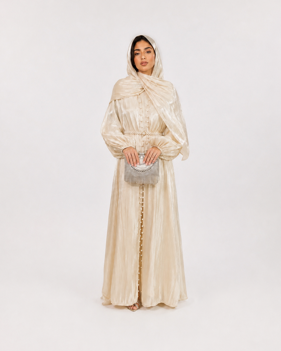 Amira Pearl Draped Abaya Set with Hijab JILBAYA