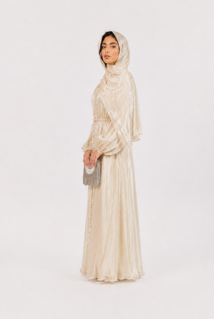 Amira Pearl Draped Abaya Set with Hijab JILBAYA