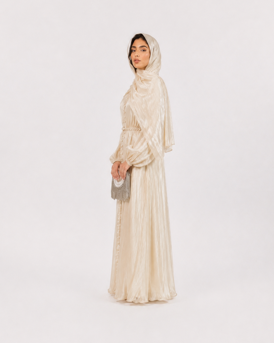 Amira Pearl Draped Abaya Set with Hijab JILBAYA