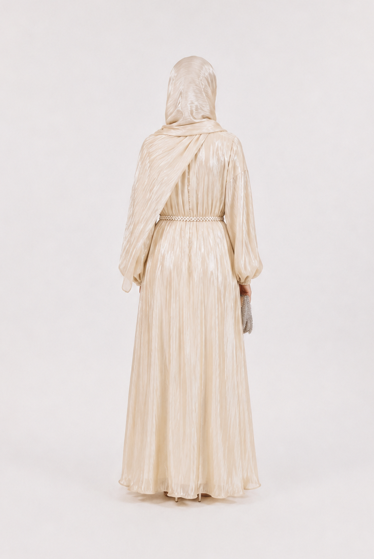 Amira Pearl Draped Abaya Set with Hijab JILBAYA
