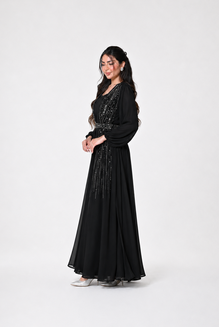 Zareen Pearl Embellished Open Abaya Set JILBAYA