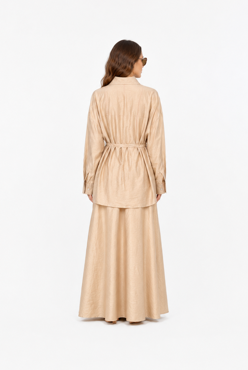 Noura Belted Shirt Co-Ord Set JILBAYA