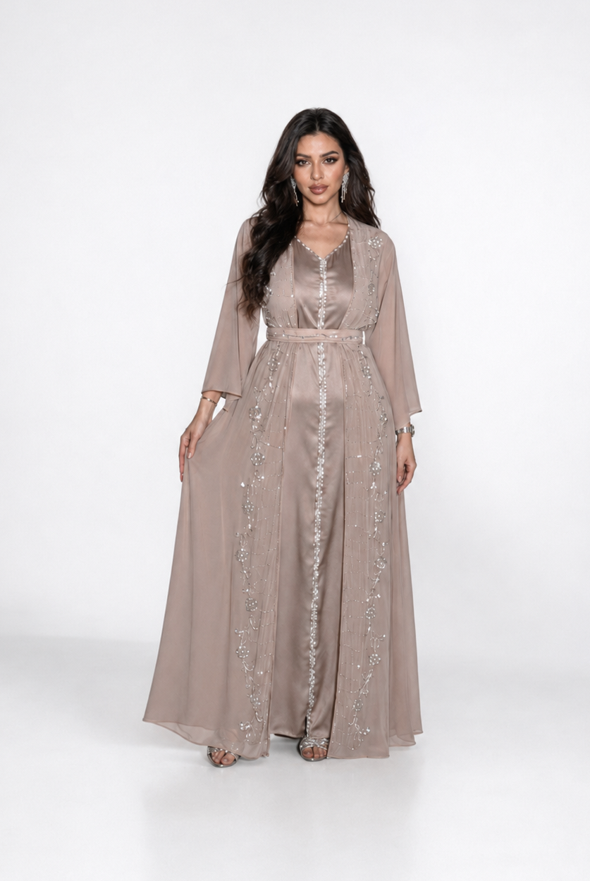 Layali Crystal Open Abaya Set JILBAYA