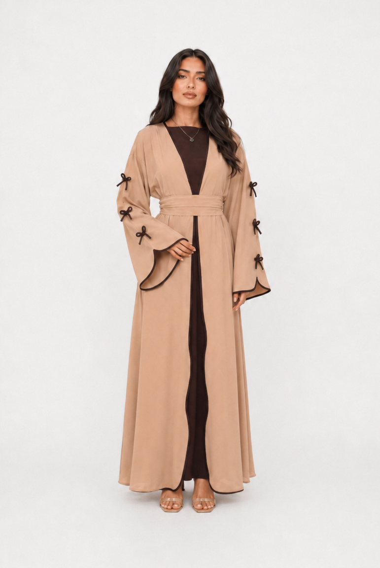 Amara Bow Detail Open Abaya JILBAYA