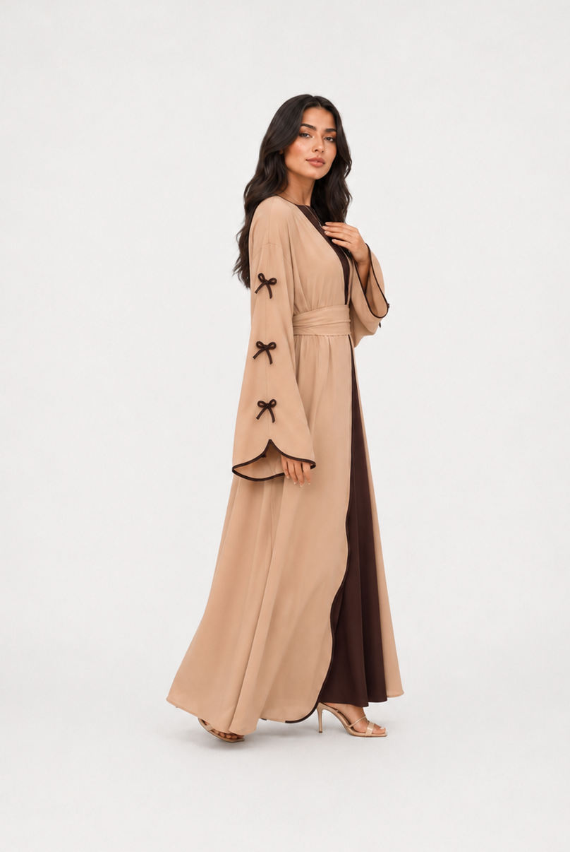 Amara Bow Detail Open Abaya JILBAYA