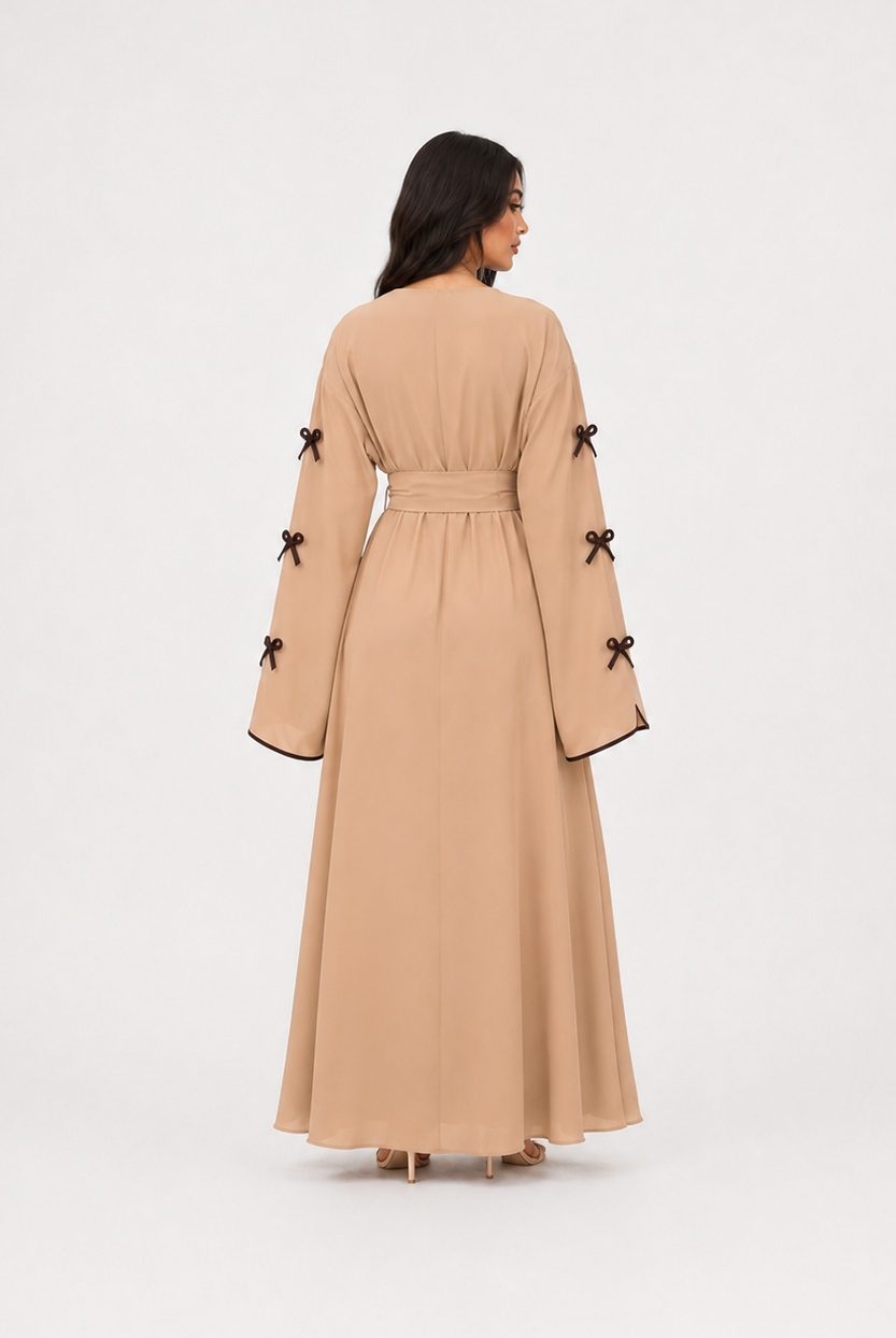 Amara Bow Detail Open Abaya JILBAYA