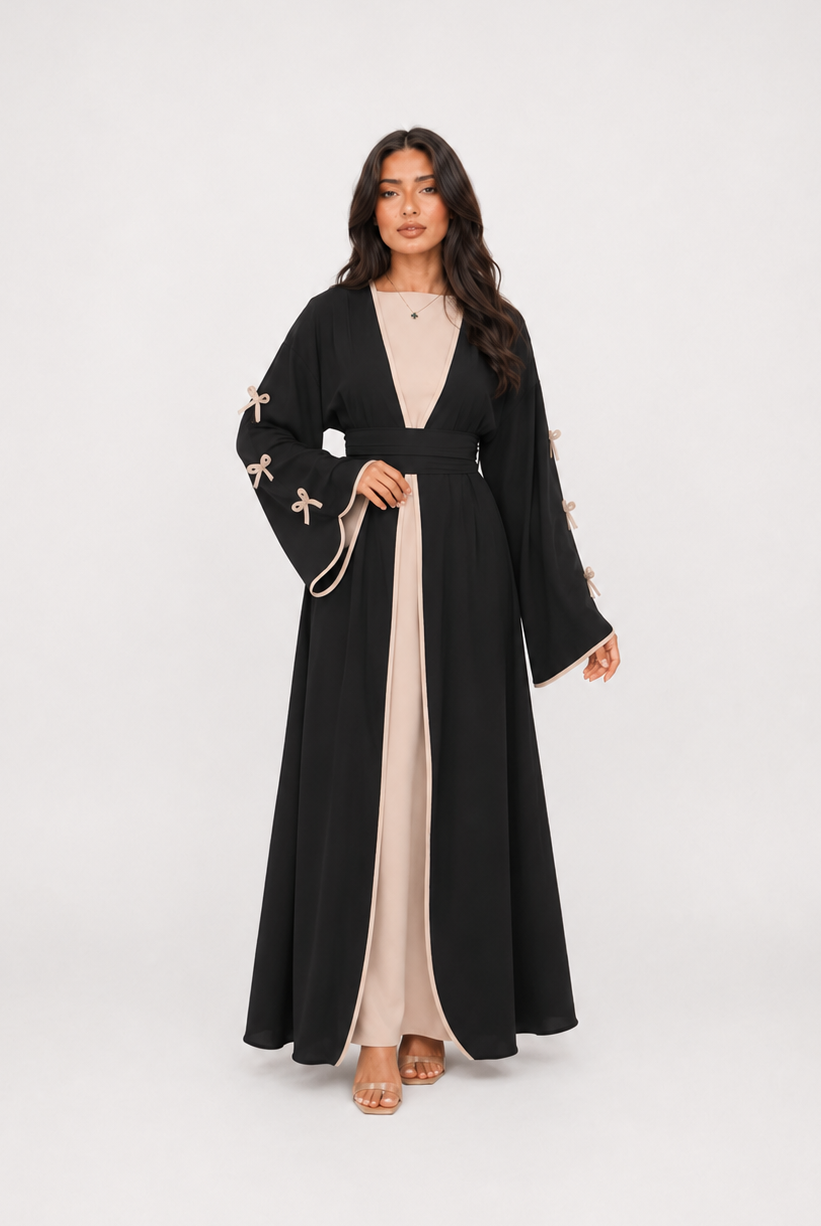 Amara Bow Detail Open Abaya JILBAYA