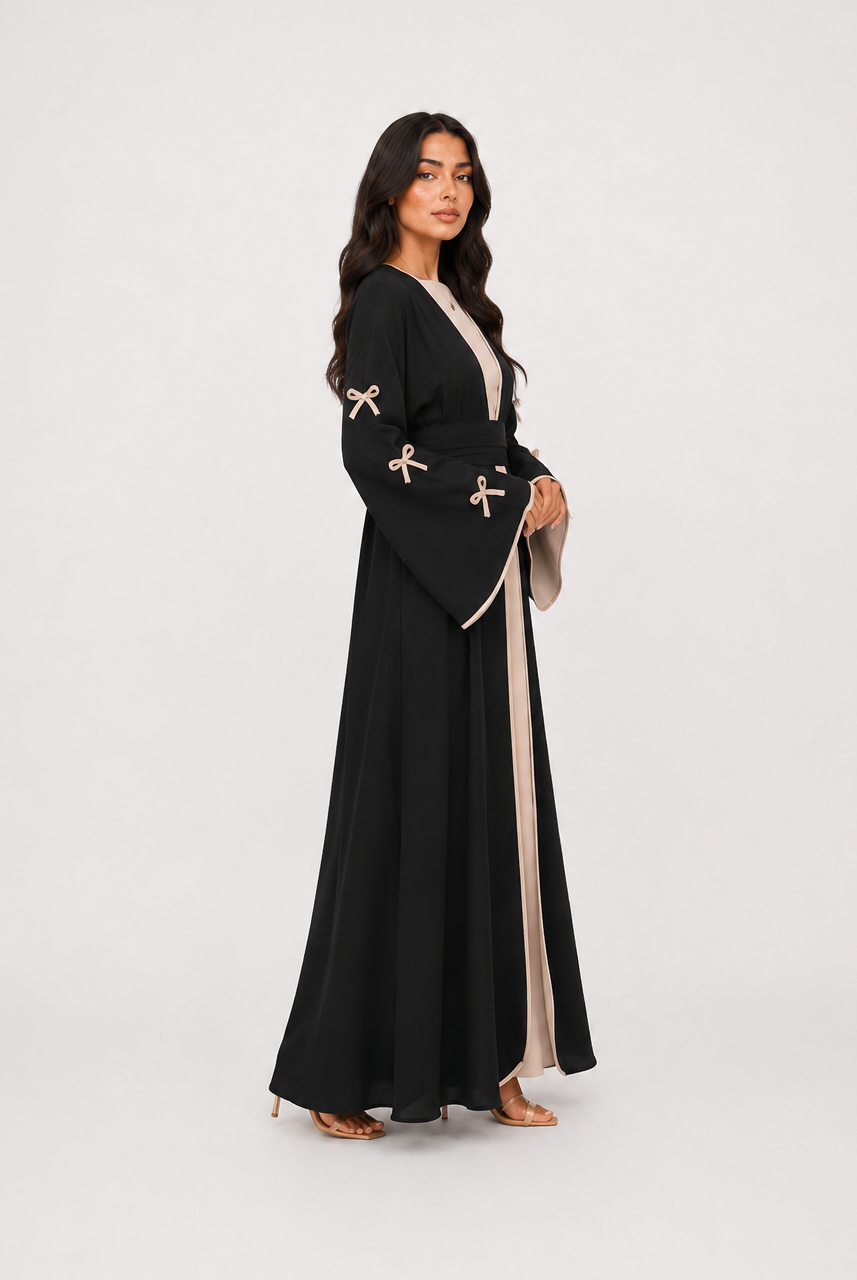Amara Bow Detail Open Abaya JILBAYA