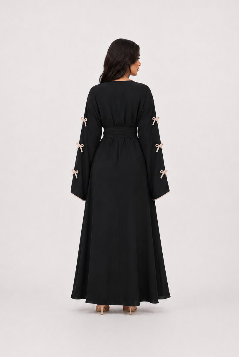 Amara Bow Detail Open Abaya JILBAYA