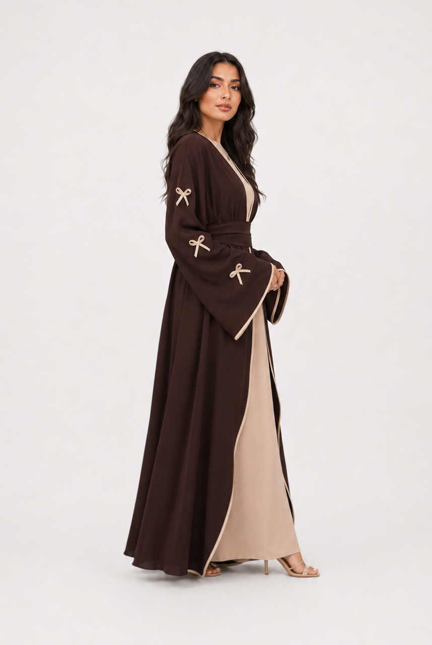 Amara Bow Detail Open Abaya JILBAYA