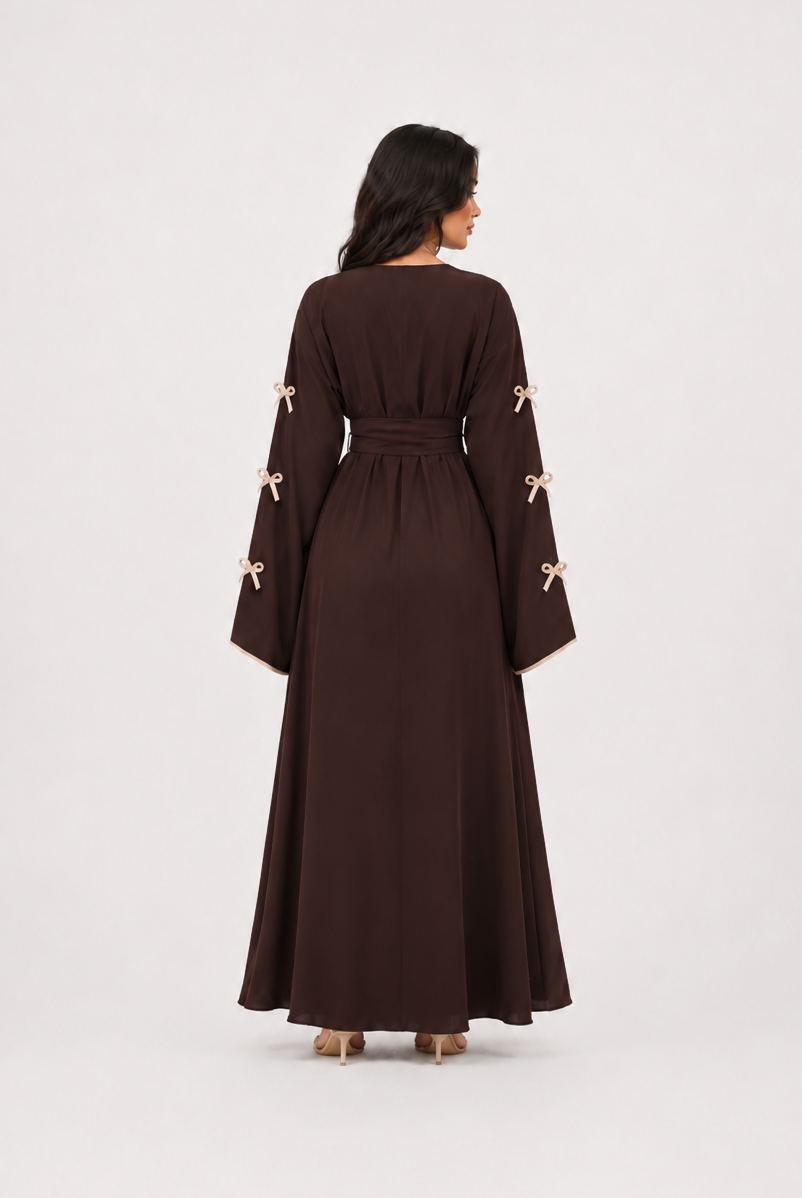 Amara Bow Detail Open Abaya JILBAYA