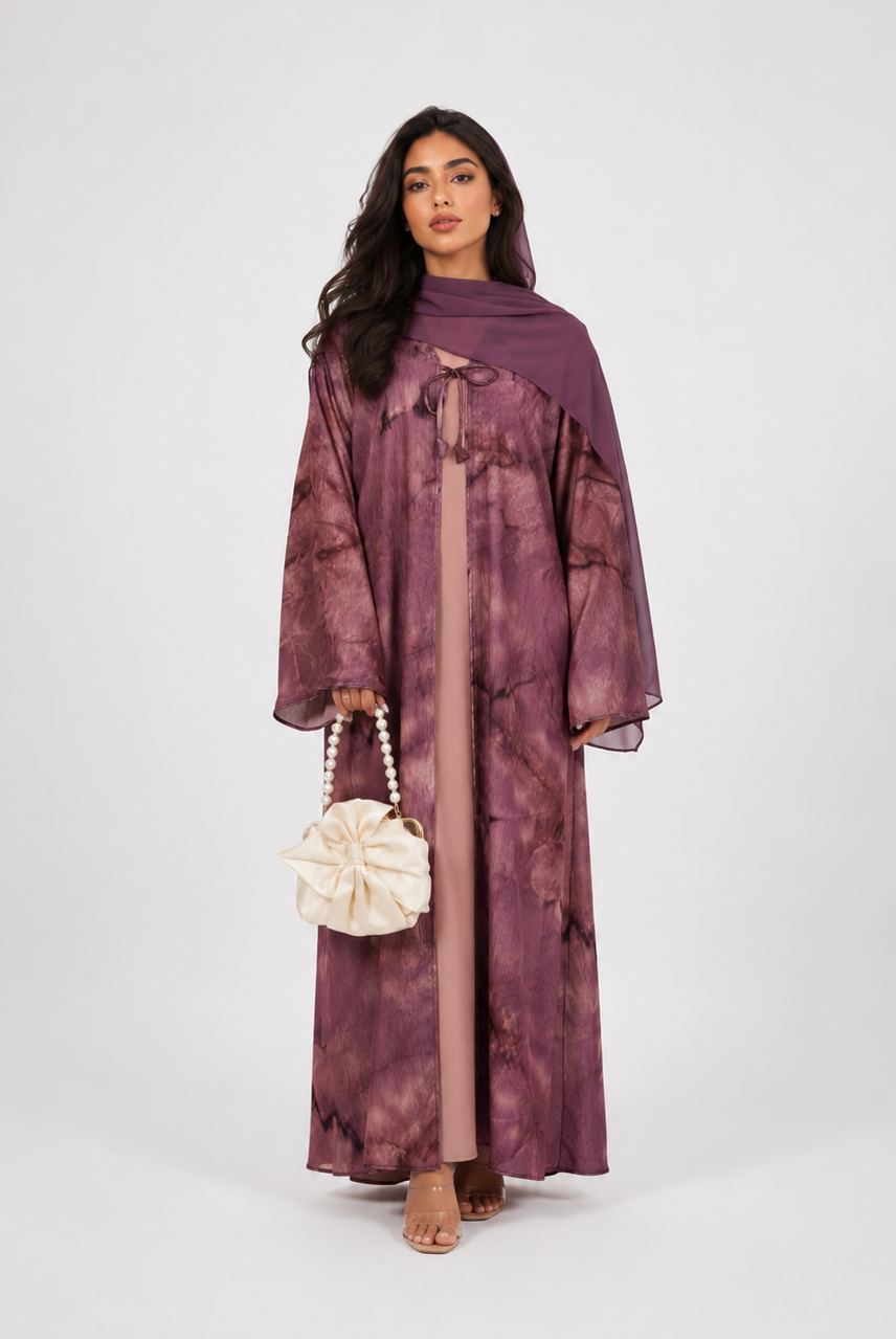 Saira Marble Tie-Front Open Abaya JILBAYA