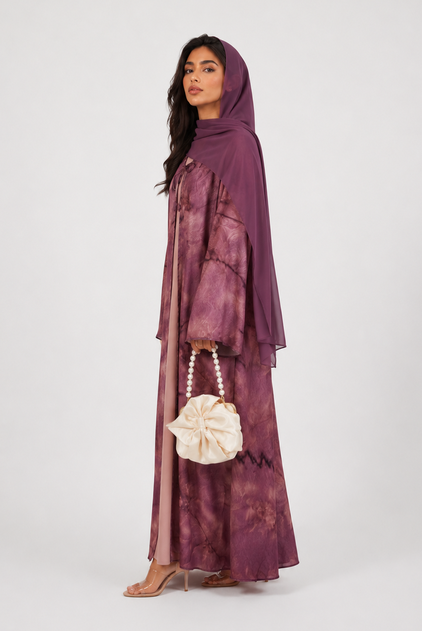 Saira Marble Tie-Front Open Abaya JILBAYA