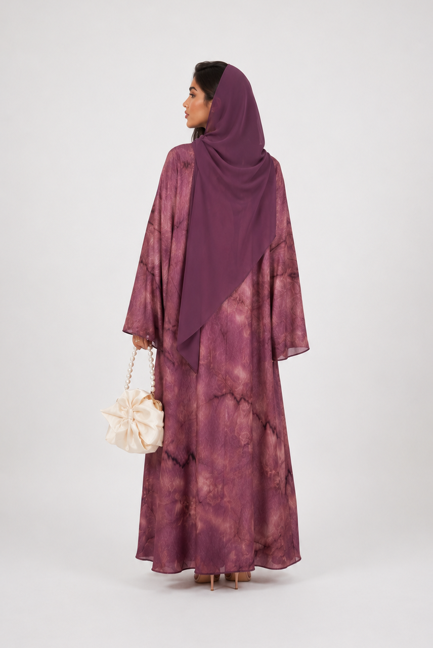 Saira Marble Tie-Front Open Abaya JILBAYA