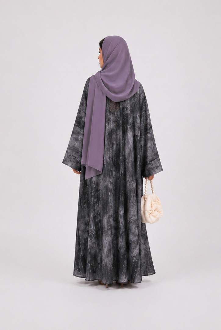 Saira Marble Tie-Front Open Abaya JILBAYA
