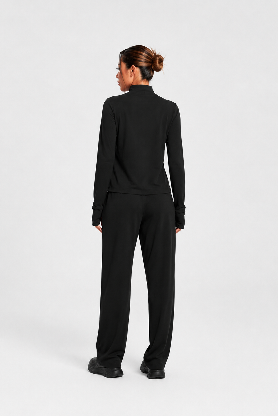 Black Zip-Neck Modest Active Top JILBAYA