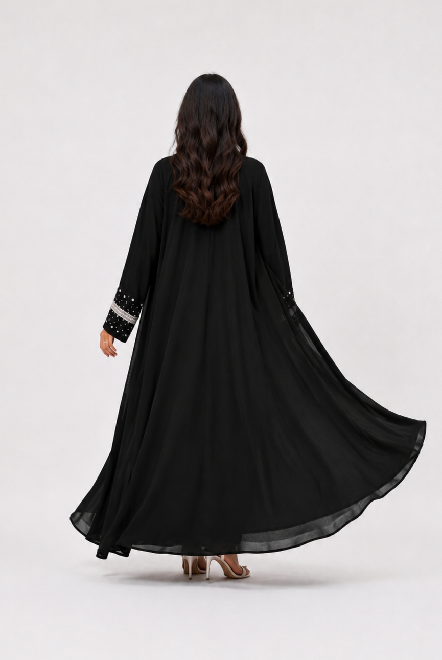 Safa Pearl Embellished Abaya with Matching Scarf JILBAYA