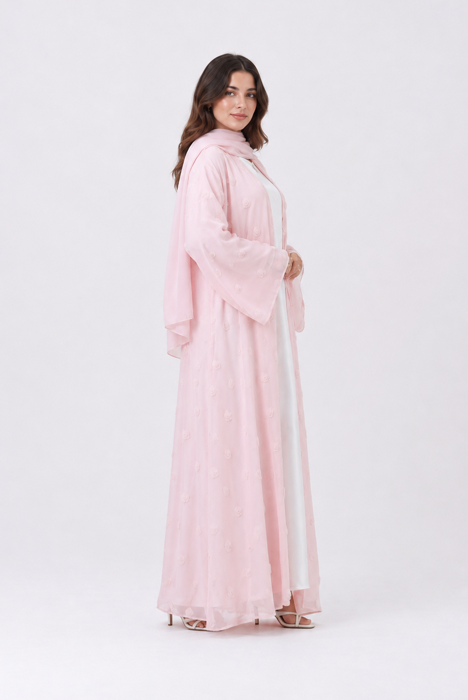 Elara Rose Open Abaya with Matching Scarf JILBAYA