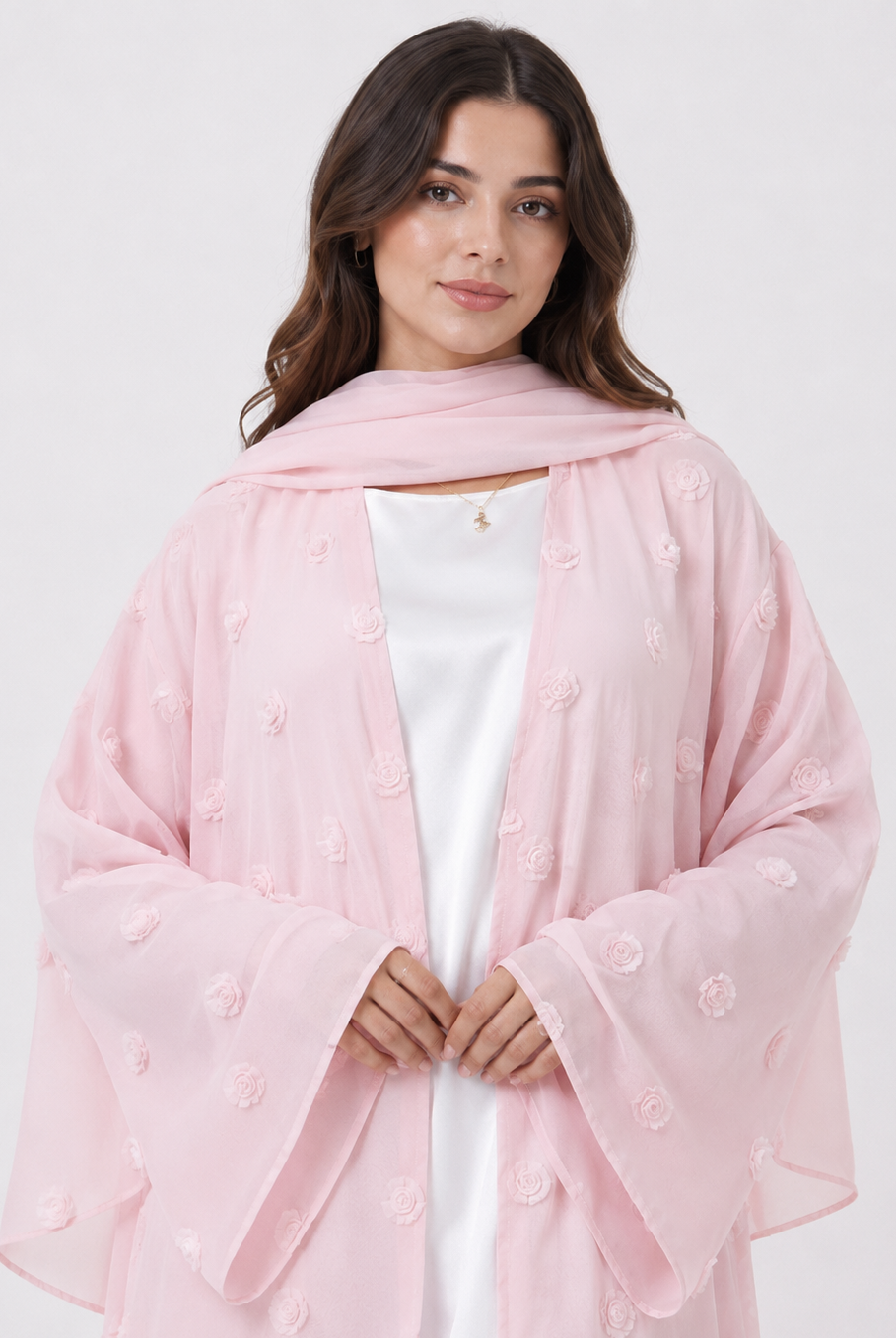 Elara Rose Open Abaya with Matching Scarf JILBAYA