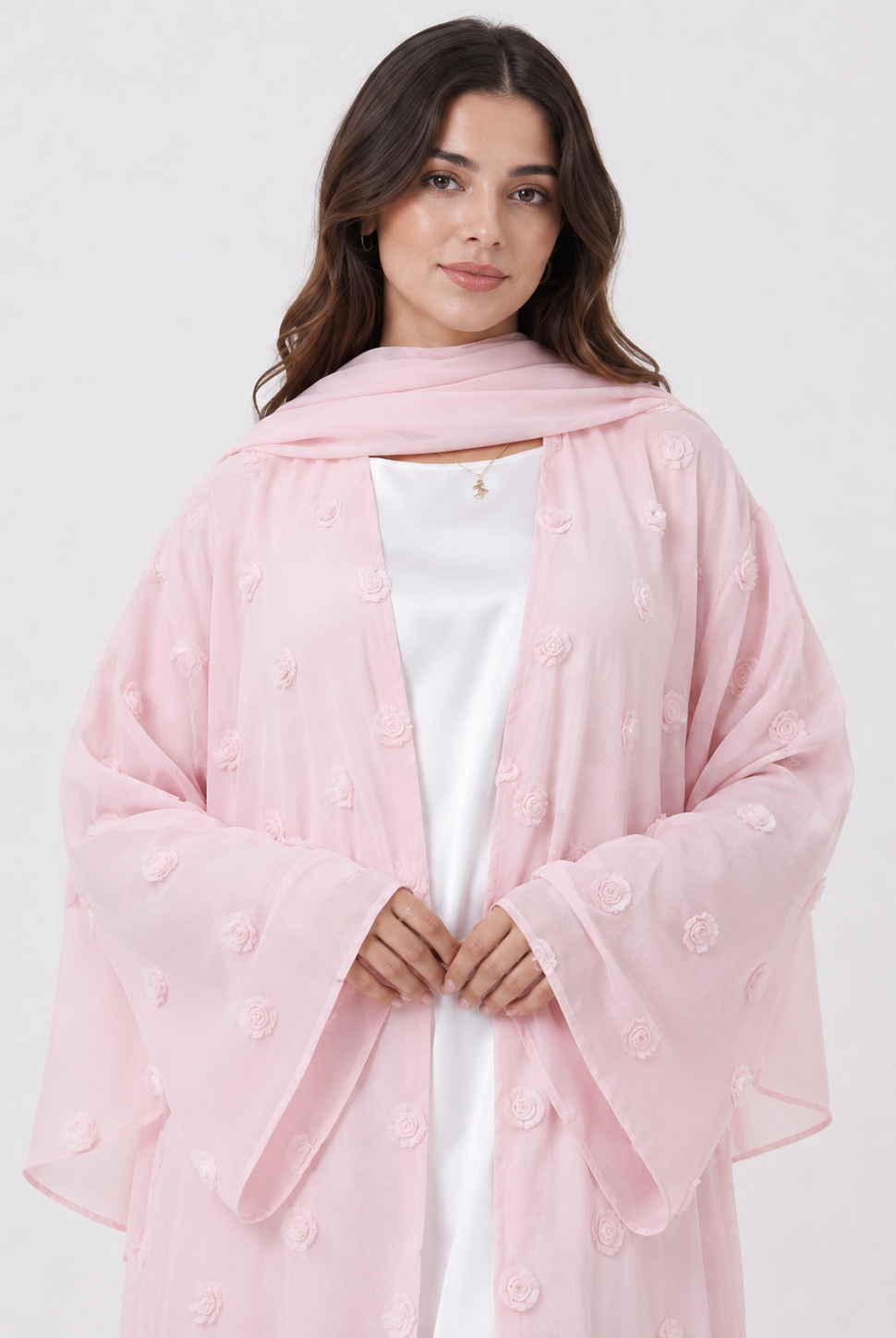 Elara Rose Open Abaya with Matching Scarf JILBAYA