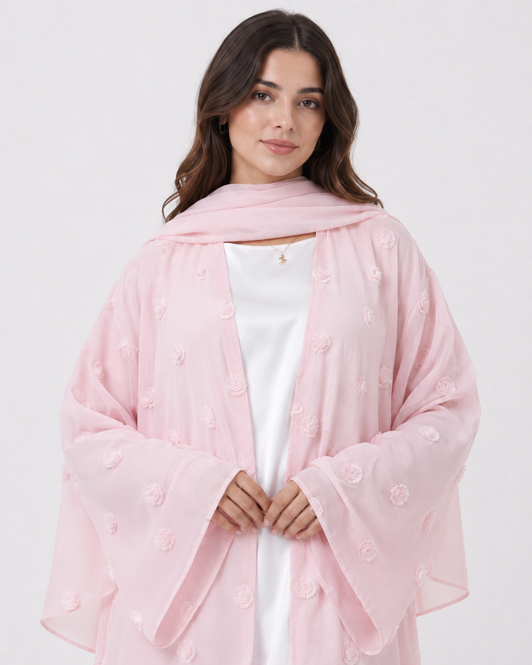 Elara Rose Open Abaya with Matching Scarf JILBAYA