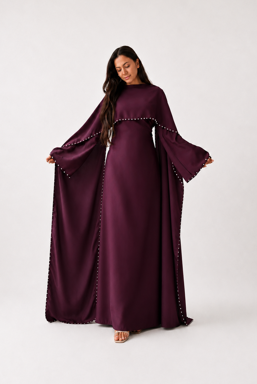 Mireya Pearl Trim Batwing Abaya JILBAYA