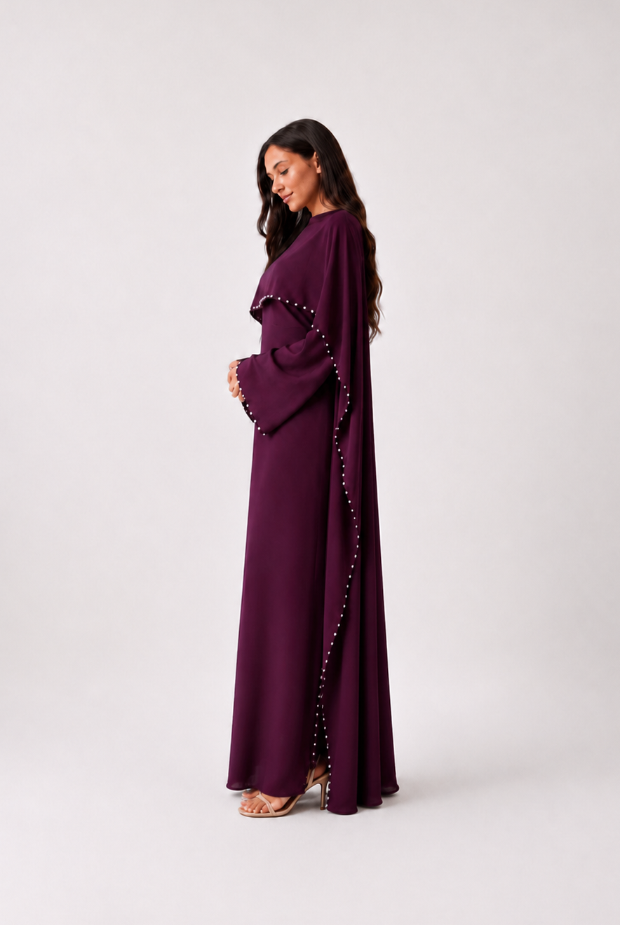 Mireya Pearl Trim Batwing Abaya JILBAYA