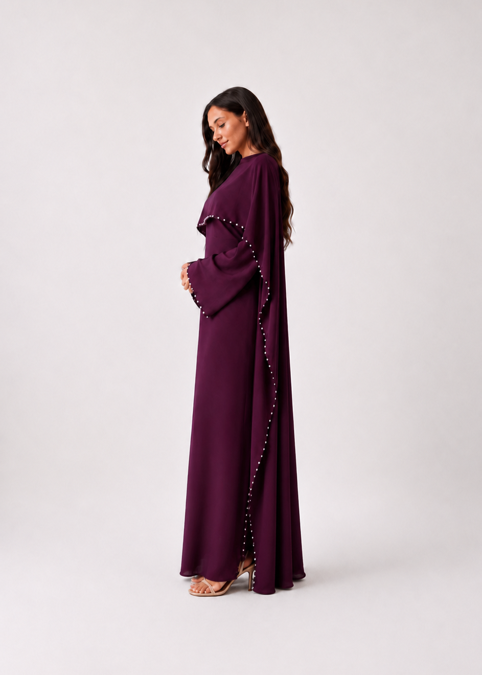 Mireya Pearl Trim Batwing Abaya JILBAYA