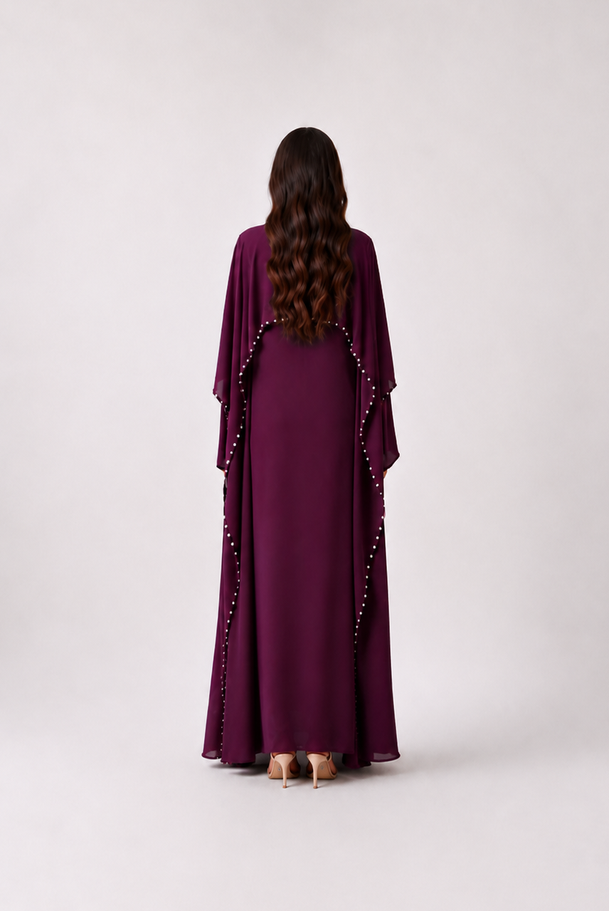 Mireya Pearl Trim Batwing Abaya JILBAYA