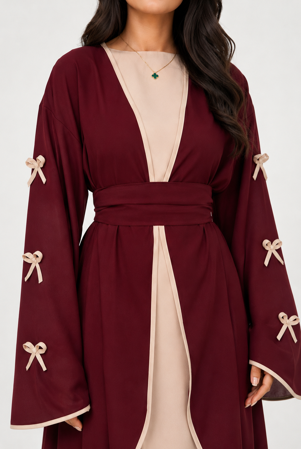 Amara Bow Detail Open Abaya JILBAYA