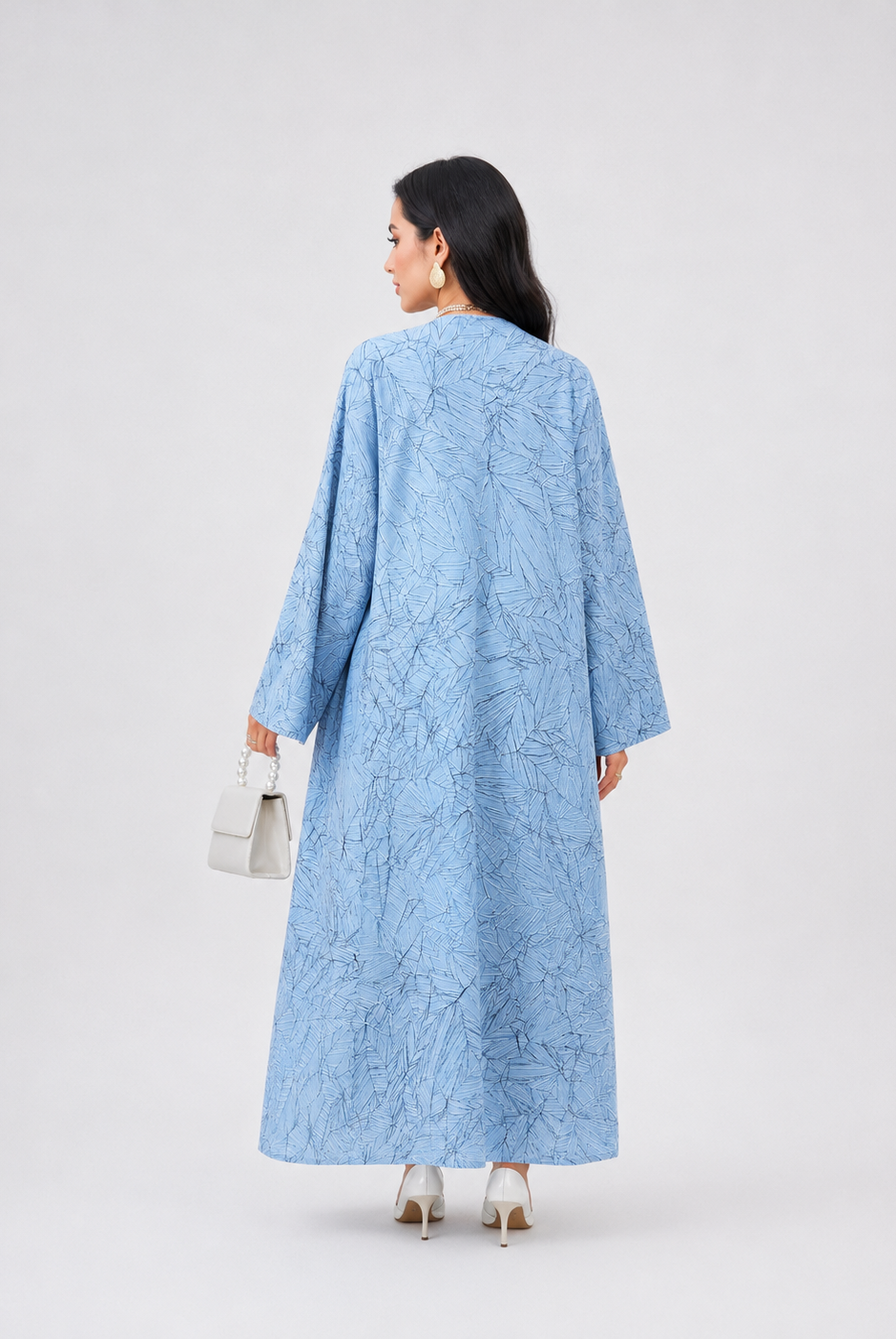 Sky Blue Jacquard Abaya JILBAYA