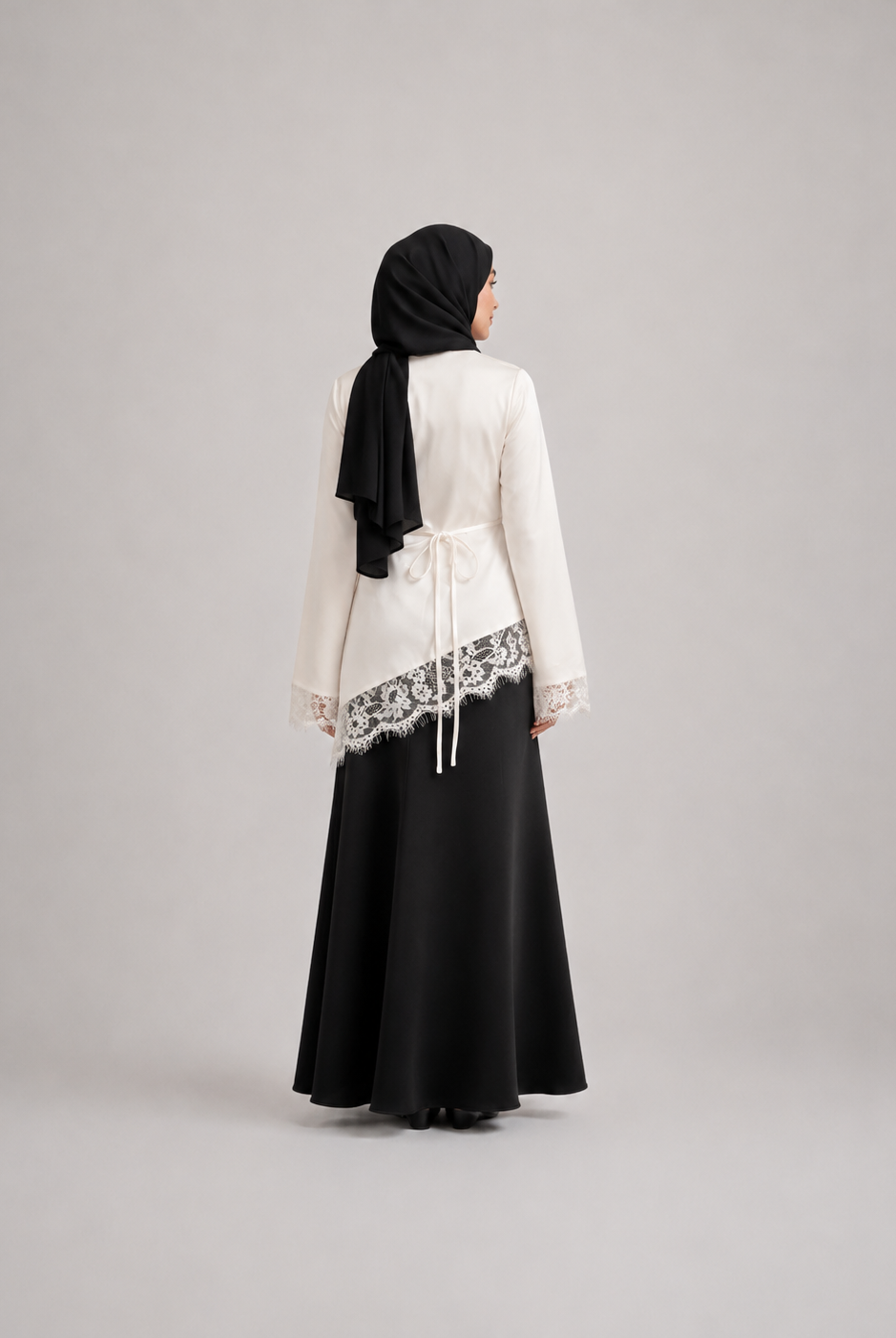 Satin Abaya with Lace Trim JILBAYA