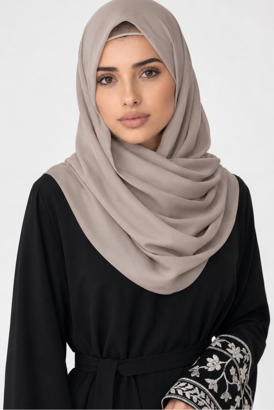 Abaya with Floral Vine Cuff Embroidery JILBAYA