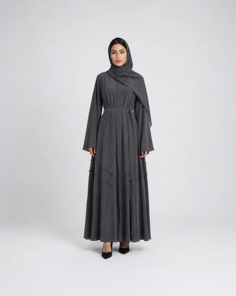Tie-Waist Bell Sleeve Tiered Abaya JILBAYA