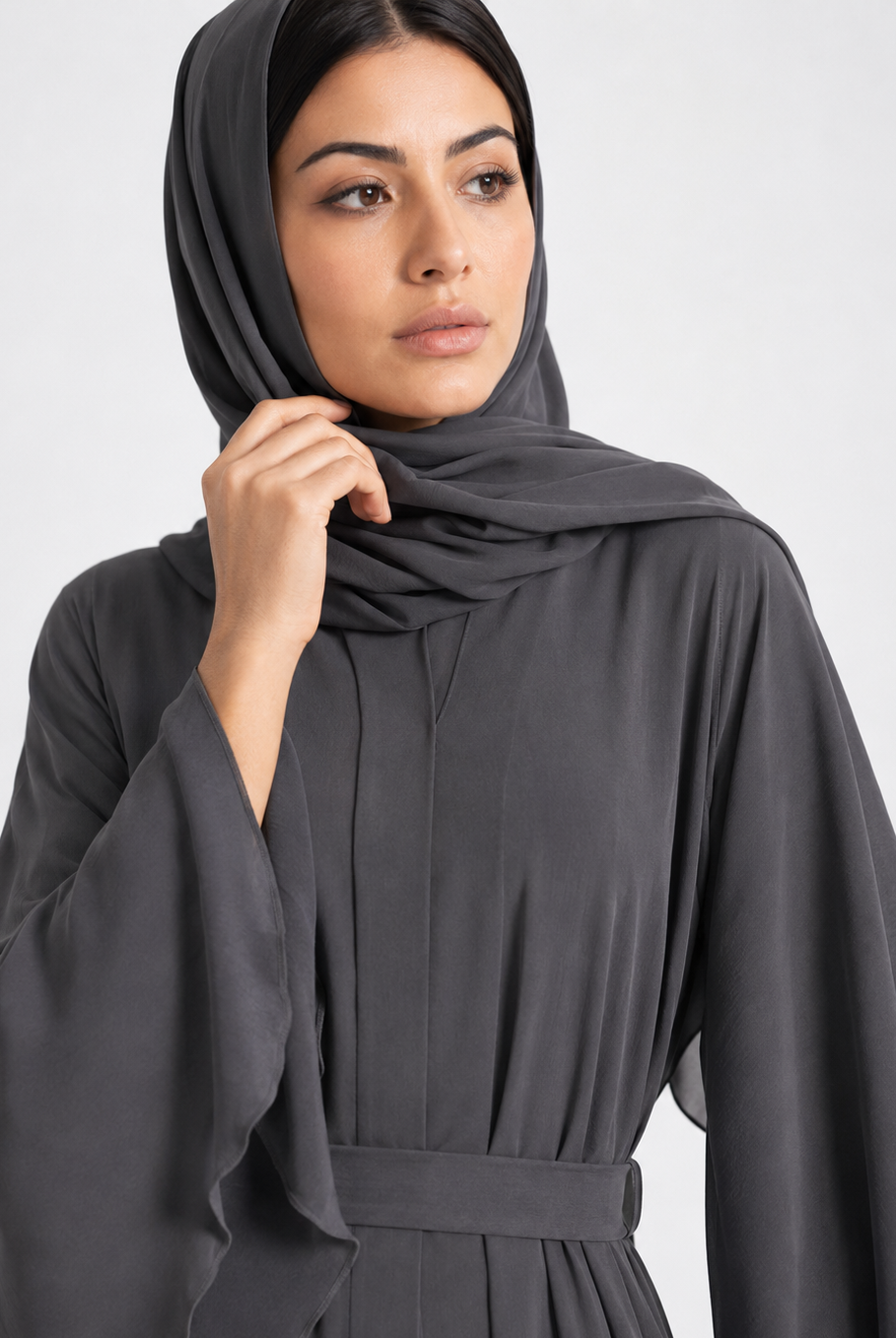 Tie-Waist Bell Sleeve Tiered Abaya JILBAYA