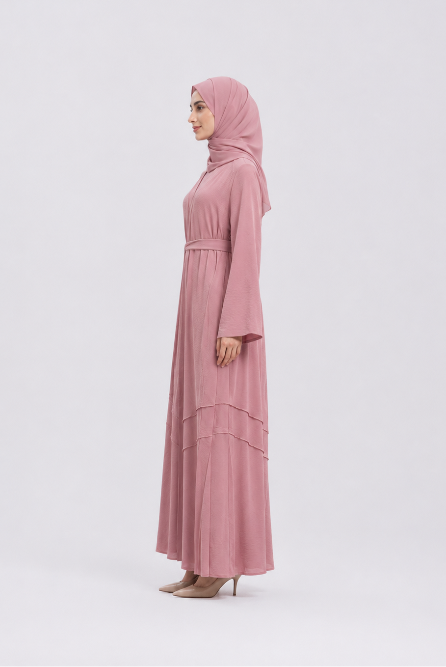 Tie-Waist Bell Sleeve Tiered Abaya JILBAYA