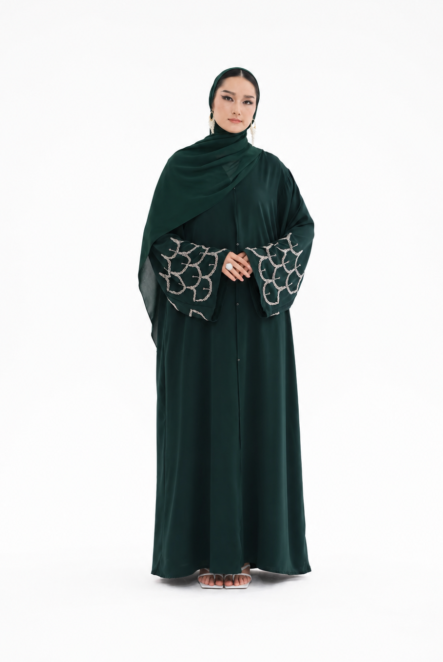 Abaya with Beaded Embroidered Cuffs JILBAYA