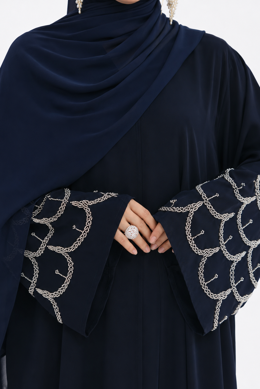 Abaya with Beaded Embroidered Cuffs JILBAYA